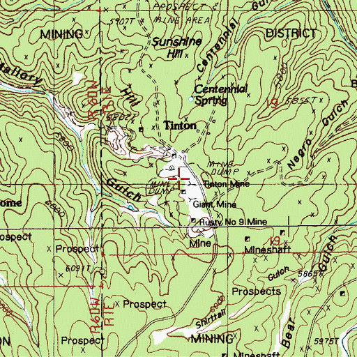 Topographic Map of Tinton Mine, SD