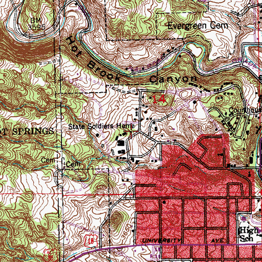 Topographic Map of South Dakota State Soldiers Home, SD