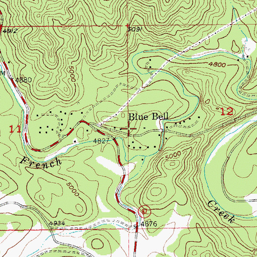 Topographic Map of Blue Bell Campground, SD
