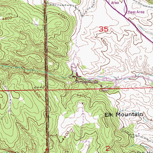 Topographic Map of Elk Mountain Campgrounds, SD