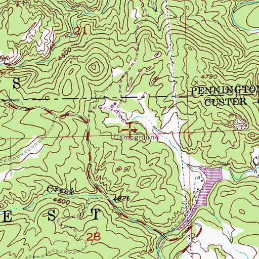 Topographic Map of Norbeck Memorial Overlook Recreation Site, SD