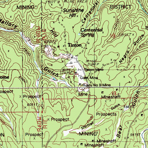 Topographic Map of Giant Mine, SD