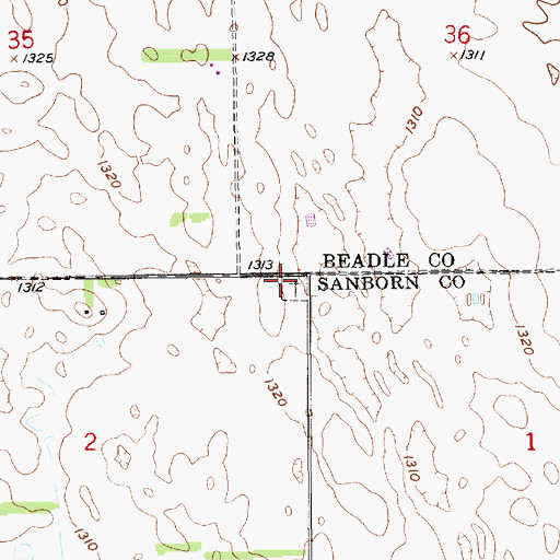 Topographic Map of Aquilla Cemetery, SD