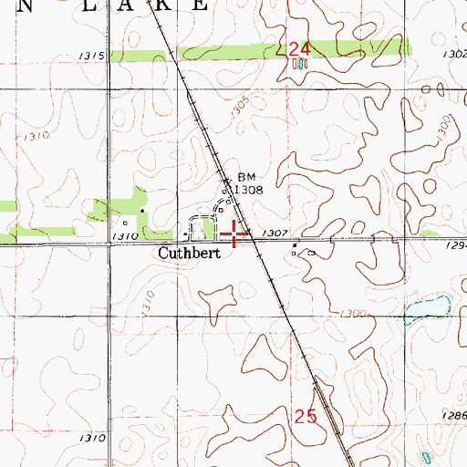 Topographic Map of Cuthbert First Methodist Church, SD
