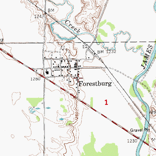 Topographic Map of Forestburg Junction (historical), SD