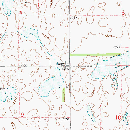 Topographic Map of Lutheran Cemetery, SD