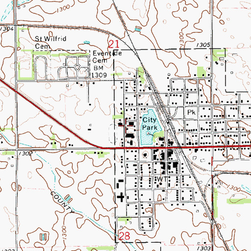 Topographic Map of Mount Olive Evangelical Lutheran Church, SD