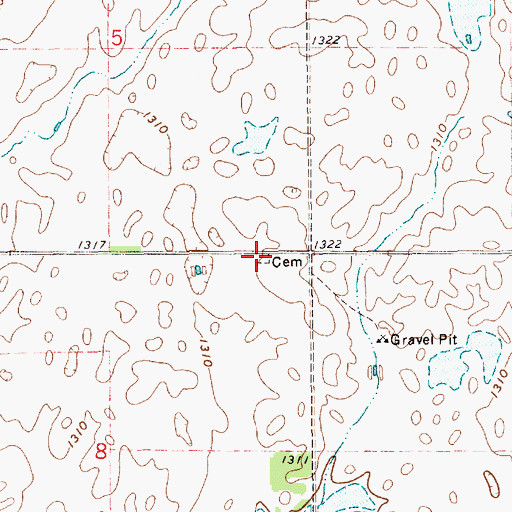 Topographic Map of Norwegian Lutheran Cemetery, SD