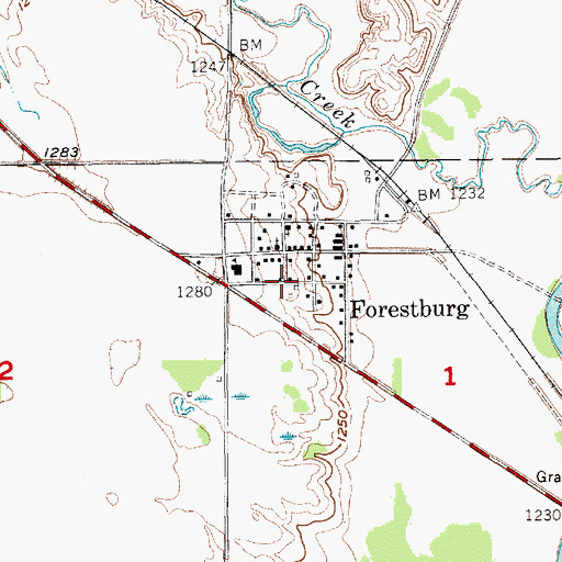 Topographic Map of Upper Forestburg (historical), SD