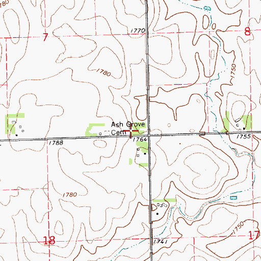 Topographic Map of Ash Grove Church, SD