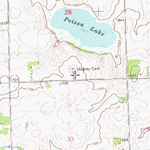 Topographic Map of Norwegian Lutheran Church (historical), SD