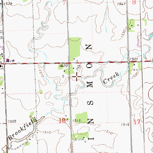 Topographic Map of Brookfield (historical), SD