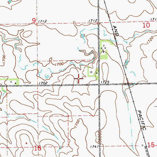 Topographic Map of Groveland (historical), SD