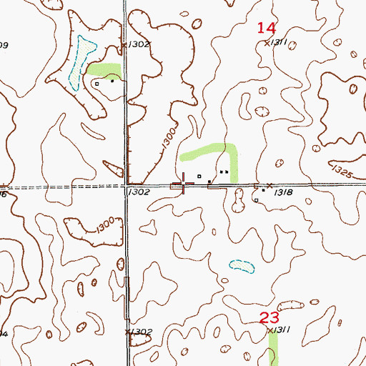 Topographic Map of Sunset Farmers Co-op Colony, SD