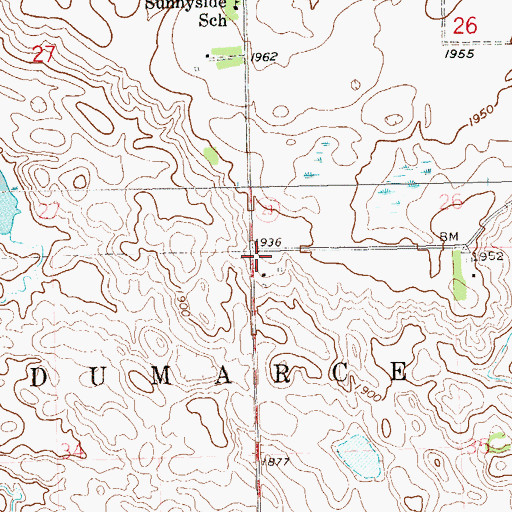 Topographic Map of Sunnyside (historical), SD