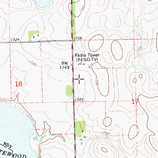 Topographic Map of KESD-FM (Brookings), SD