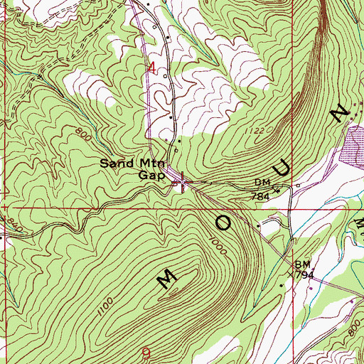 Topographic Map of Sand Mountain Gap, AL