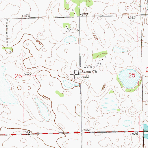 Topographic Map of Saron Church, SD