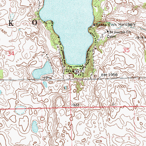 Topographic Map of South End, SD