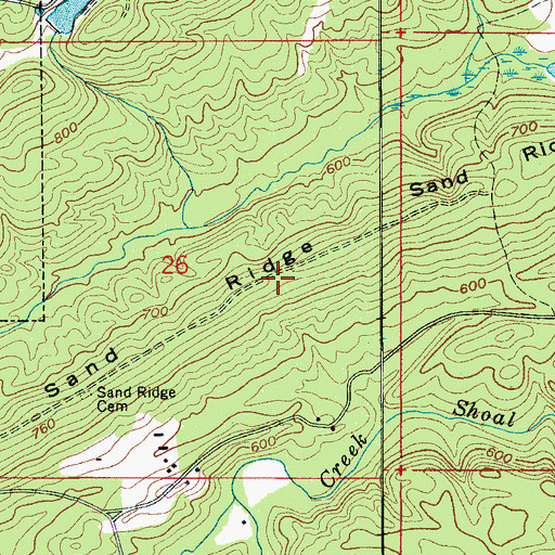 Topographic Map of Sand Ridge, AL