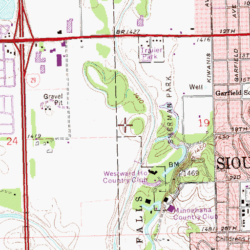 Topographic Map of Sherman Park Mounds, SD