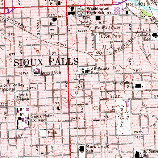 Topographic Map of Bishop Hare Statue, SD