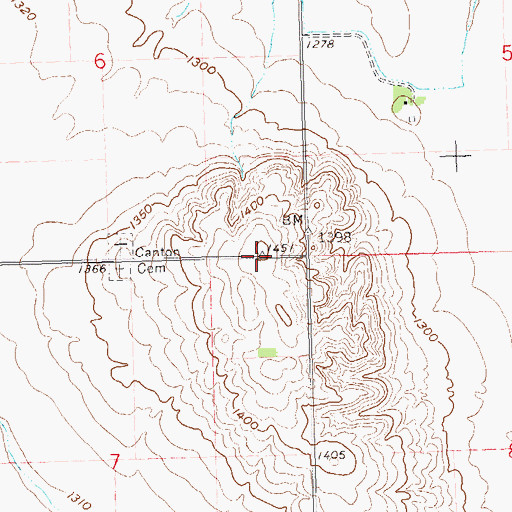 Topographic Map of Canton Mounds, SD