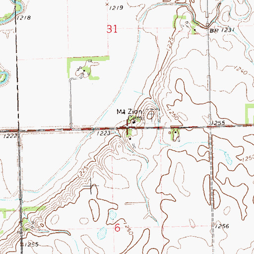 Topographic Map of Mount Zion Church (historical), SD