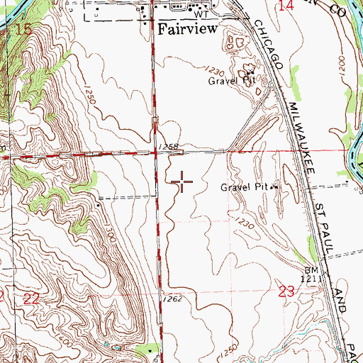 Topographic Map of Fairview (historical), SD