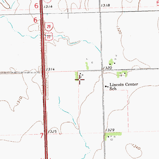 Topographic Map of Lincoln Centre (historical), SD