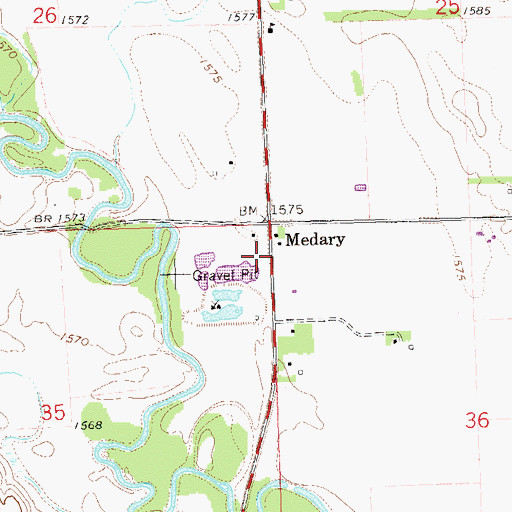 Topographic Map of Medary Monument, SD