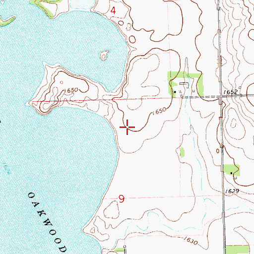 Topographic Map of Oakwood (historical), SD