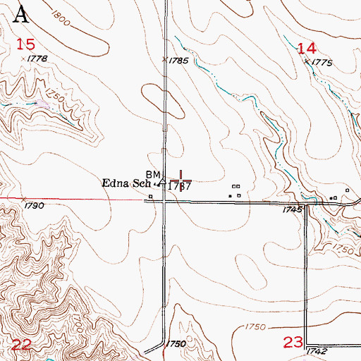 Topographic Map of Edna (historical), SD