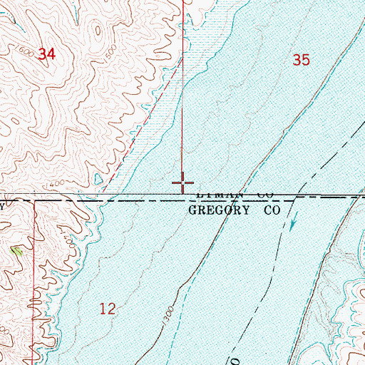 Topographic Map of Rosebud Landing (historical), SD
