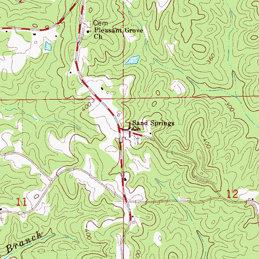Topographic Map of Sand Springs Church, AL