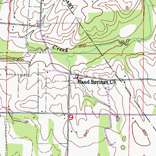 Topographic Map of Sand Springs Church, AL