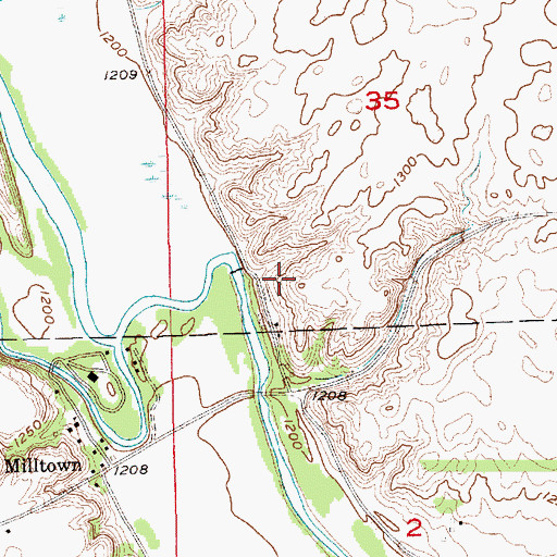 Topographic Map of Milltown Colony (historical), SD
