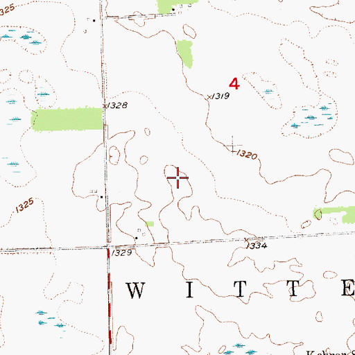 Topographic Map of Wittenberg (historical), SD