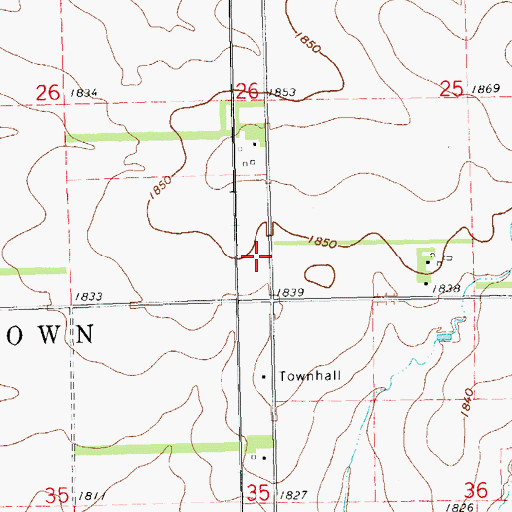 Topographic Map of Hyde School Number 69 (historical), SD
