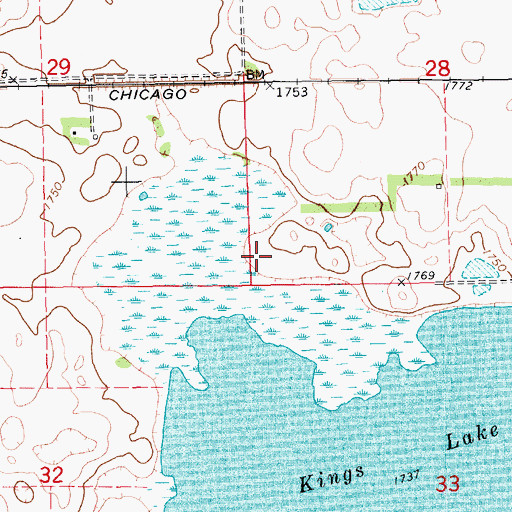Topographic Map of King School Number 37 (historical), SD