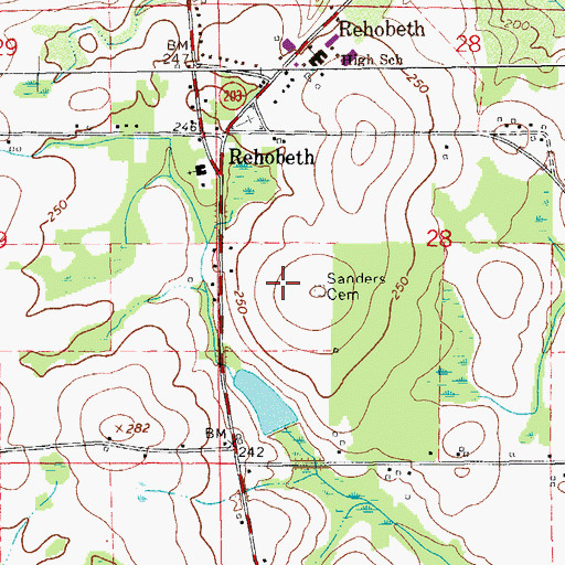Topographic Map of Sanders Cemetery, AL