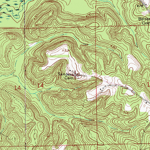 Topographic Map of Sanders Cemetery, AL