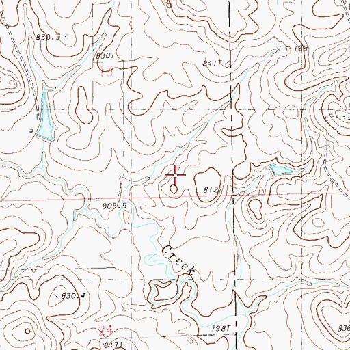 Topographic Map of Glendo (historical), SD