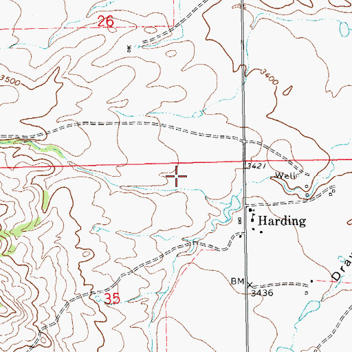 Topographic Map of Harding (historical), SD