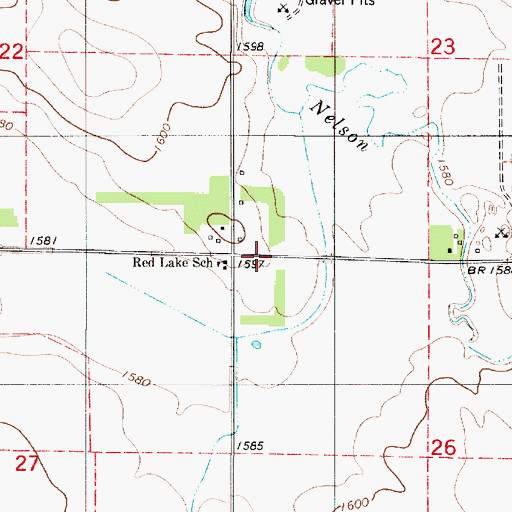 Topographic Map of Red Lake (historical), SD