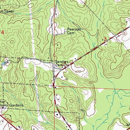 Topographic Map of Sanders Cemetery, AL