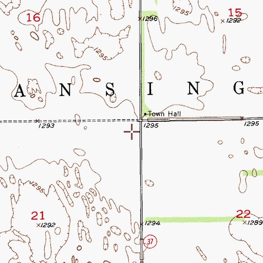 Topographic Map of Lansing Township Hall, SD