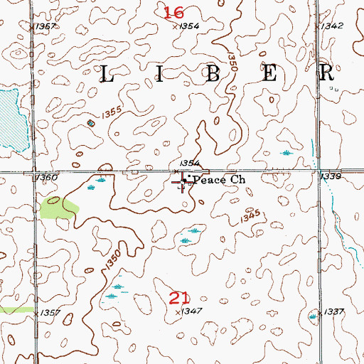 Topographic Map of Peace Lutheran Cemetery, SD