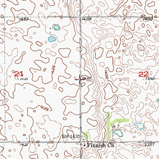 Topographic Map of Savo Community Hall, SD