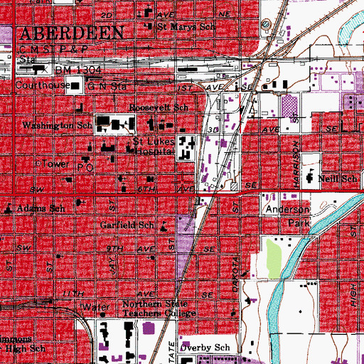 Topographic Map of Seventh Day Church, SD